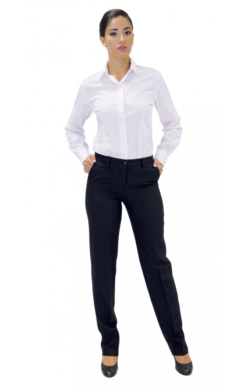 Pantalón de mujer con dos bolsillos, estrecho de pierna y cintura